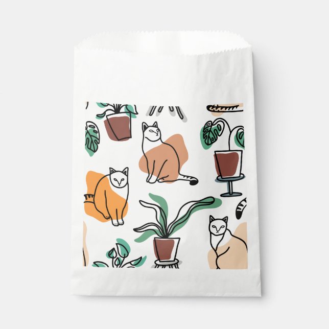 Sacolinha Gatos e flores para desenho de linhagens (Frente)