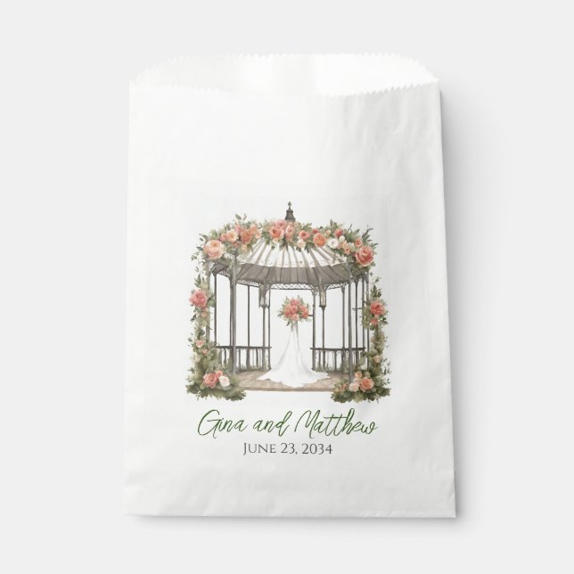 Sacolinha Gazebo Floral Rosas Casamento Favor Bake Bag (Frente)