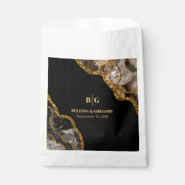 Sacolinha Geodo de Ágata Preto e Dourado Brilho Casamento