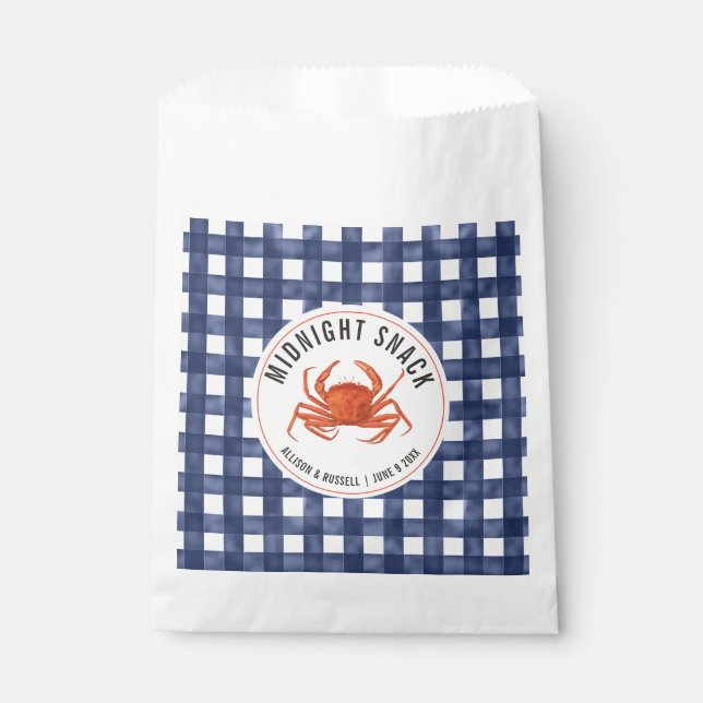 Sacolinha Gingham Crab Coastal Weding Midnight Snack (Frente)