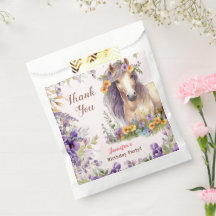 Girls Horse Festa de aniversário Purple Floral