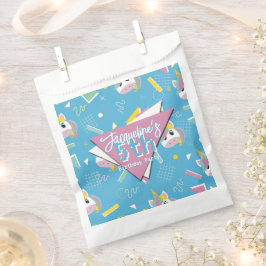 Sacolinha Girls Retro Blue Unicorn Birthday