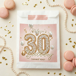 Sacolinha Glam Blush Pink Gold Balloons Pearl 30th Birthday