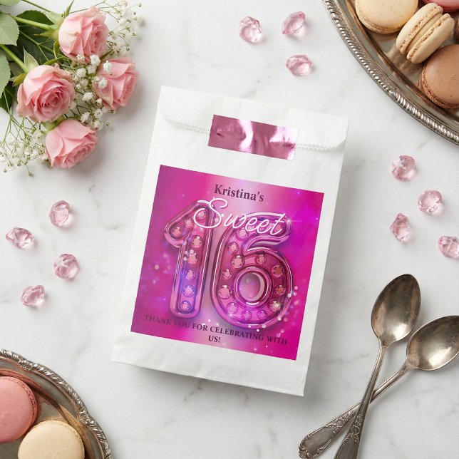Sacolinha Glam Rosa Diamantes Brilho Doce 16 (Criador carregado)