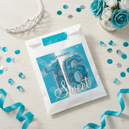 Sacolinha Glam Teal Blue Diamonds Sweet 16 Birthday Party