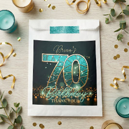 Sacolinha Glam Teal Gold Stained Glass Mosaic 70th Birthday