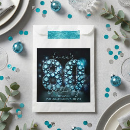 Sacolinha Glamorous Teal Blue Diamonds Black 80th Birthday