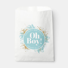 Sacolinha Glitter de Aquarela Personalizado do Chá de Menino