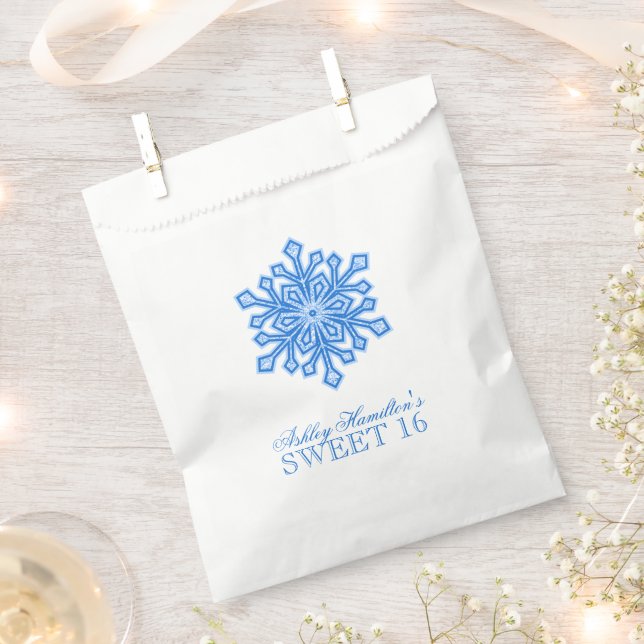 Sacolinha Glitter Snowflake Blue Sweet 16 Winter Wonderland (Cortado)