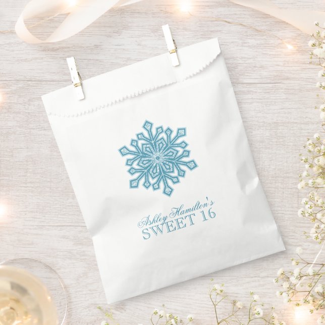 Sacolinha Glitter Snowflake Teal Sweet 16 Winter Wonderland (Cortado)