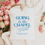 Sacolinha Going to the Chapel Bachelorette Weekend<br><div class="desc">The Going to the Chapel Bachelorette Collection blends playful charm with classic bridal style. Featuring a soft pink background paired with bold blue typography, this suite captures the excitement of a bride-to-be heading down the aisle. Delicate bow illustrations and a mix of elegant serif and flowing script fonts add a...</div>