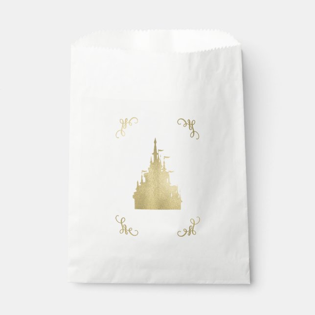 Sacolinha Gold Foil Princess Flag Castle Storybook Party (Frente)