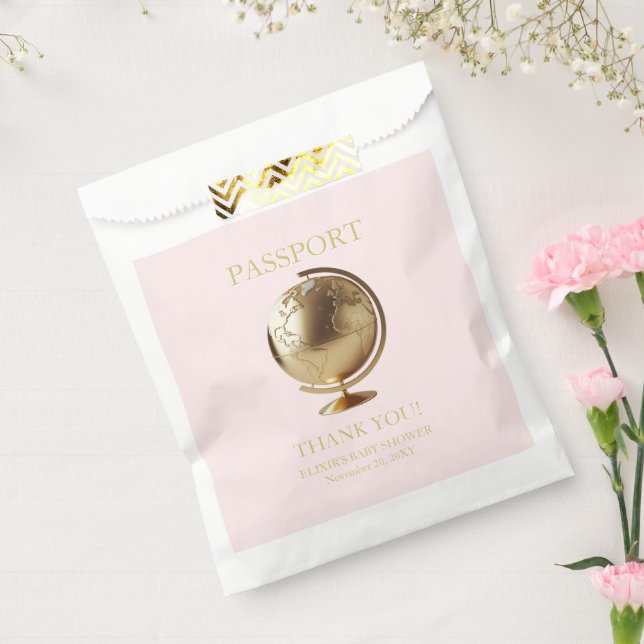 Sacolinha Gold Globe Passport Travel Baby Shower (Selado)