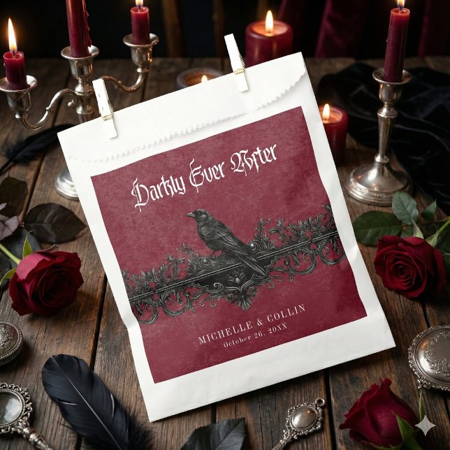Sacolinha Gothic Black Raven Wine Darkly Ever After Wedding (Criador carregado)