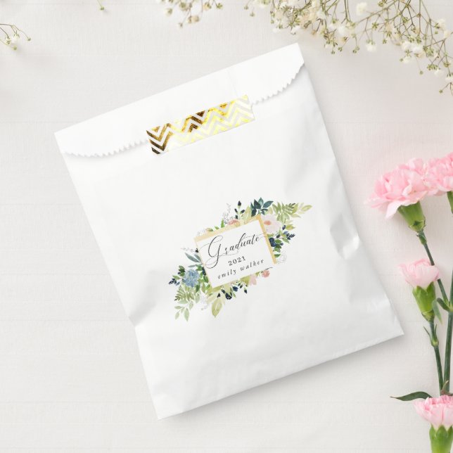 Sacolinha Graduação Floral De Azul E Blush Meia-Noite (Selado)