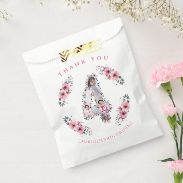 Sacolinha Grande 4ª Rapariga de Aniversário Foto Collage Pin (Selado)