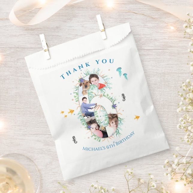 Sacolinha Grande 6 Foto Colagem Aniversário Sob O Mar (Cortado)