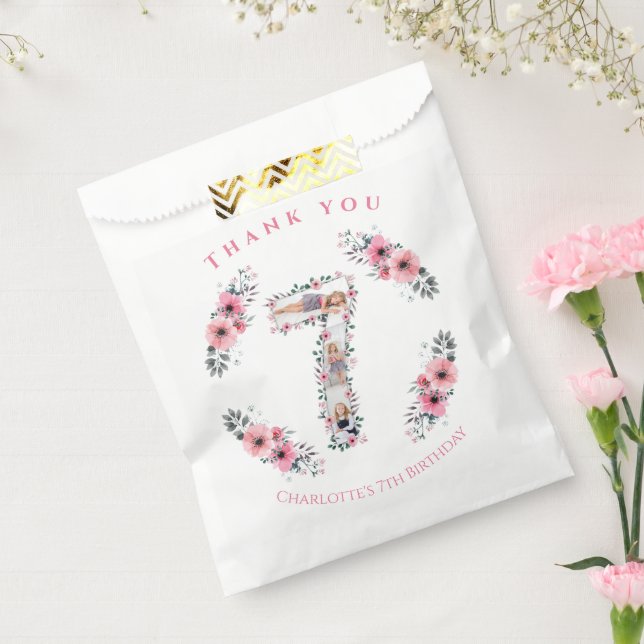 Sacolinha Grande 7 Birthday Rapariga Fotografia Collage Flor (Selado)