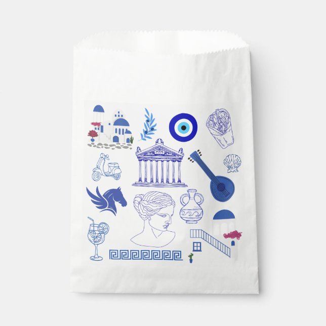Sacolinha Grécia Azul e Branco (Frente)