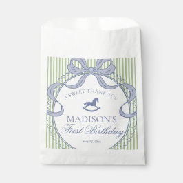 Sacolinha Green Coquette Bow Rocking Horse Birthday Dessert