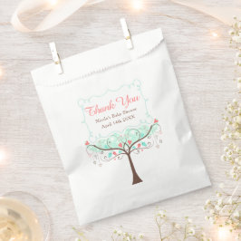 Sacolinha Green Coral Floral Bird Baby Shower Thank You