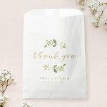 Sacolinha Greenery e Dourado Casamento Obrigado<br><div class="desc">Casamento e chá de panela personalizados favorecem bolsas com aquarelas design.</div>