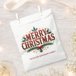 Sacolinha Guirlanda Verde e Vermelha Feliz Natal