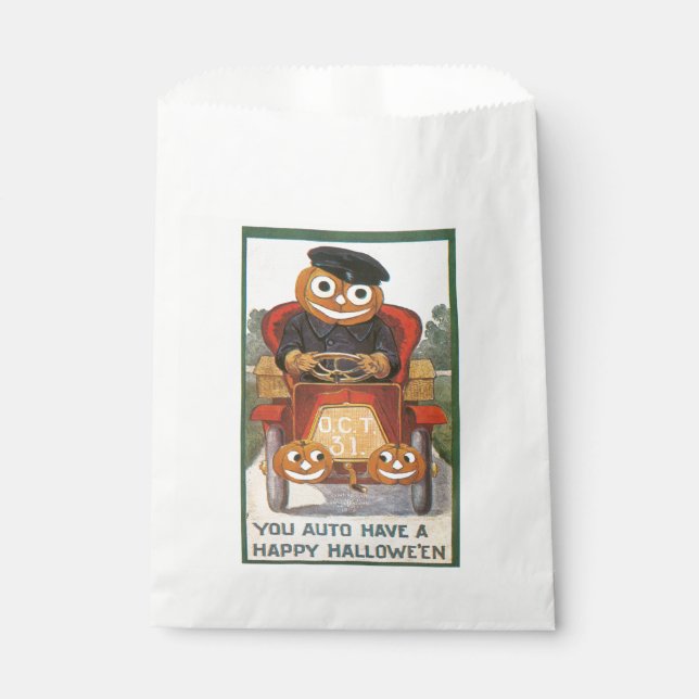 Sacolinha Halloween antigo, motorista de abóbora (Frente)