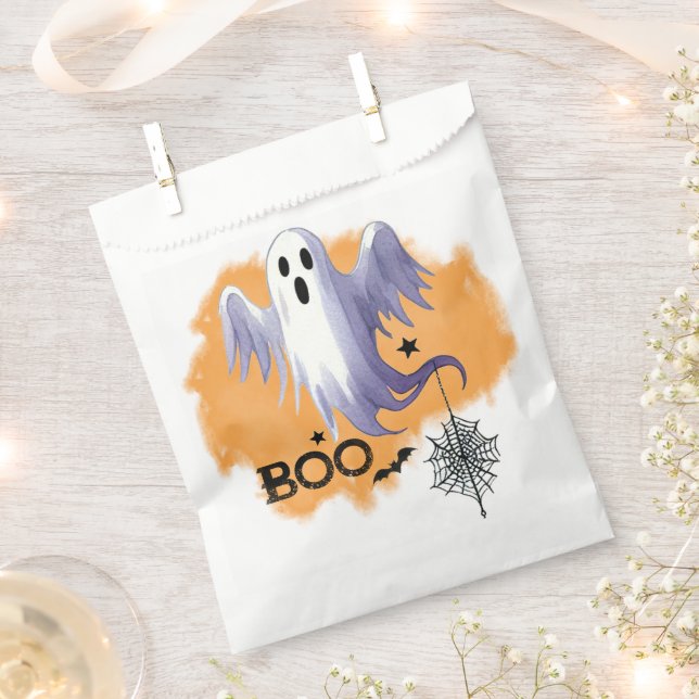 Sacolinha HALLOWEEN Fantasma Com Teia de Aranha (Cortado)