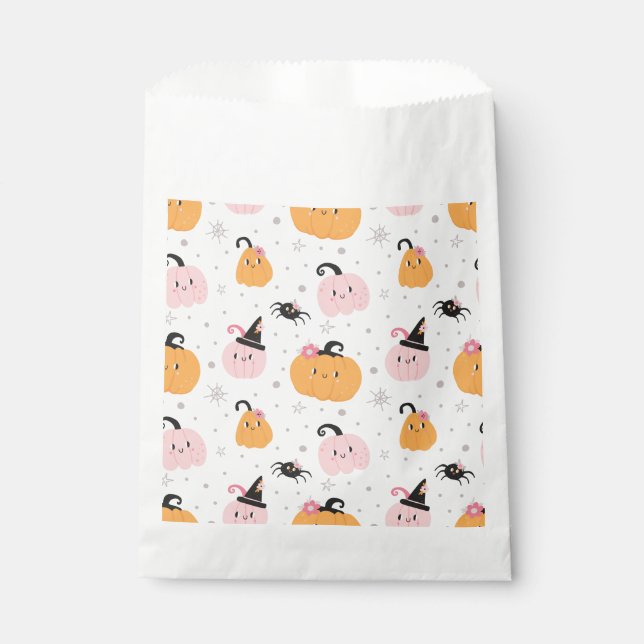 Sacolinha Halloween Pumpkins e Aranhas favorecem Bag (Frente)