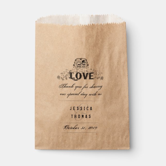 Sacolinha Halloween Skeletons AMA Nomes De Casamentos Obriga (Frente)