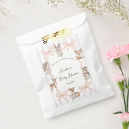 Sacolinha Hand Drawn Coquette Ribbon Woodland Baby Shower