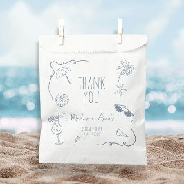 Sacolinha HandDrawn Beach Doodle Thank You Bridal Shower