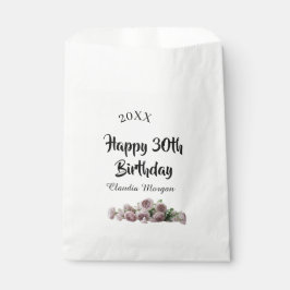 Sacolinha Happy 30th birthday pink white mauve floral name y