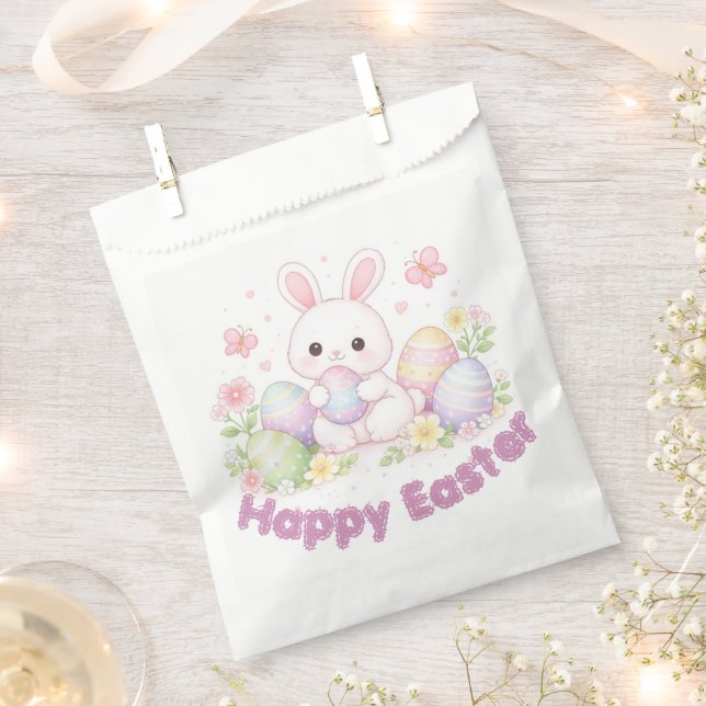 Sacolinha Happy Easter Spring Design - Cute Easter Bunny  (Cortado)