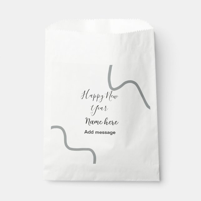 Sacolinha Happy new year name message gray simple holiday  (Frente)