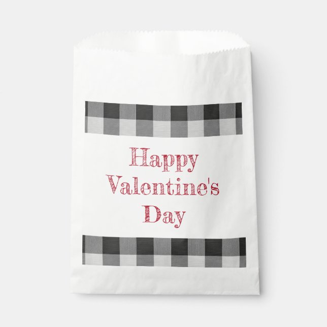 Sacolinha Happy Valentine’s Day Buffalo Plaid Classroom Boy (Frente)