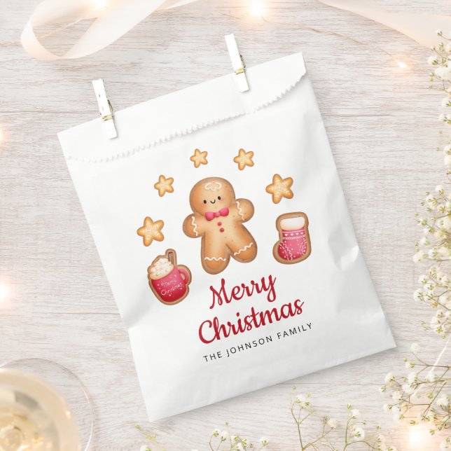Sacolinha Homem de Biscoito Natal Vermelho Script  (Cortado)