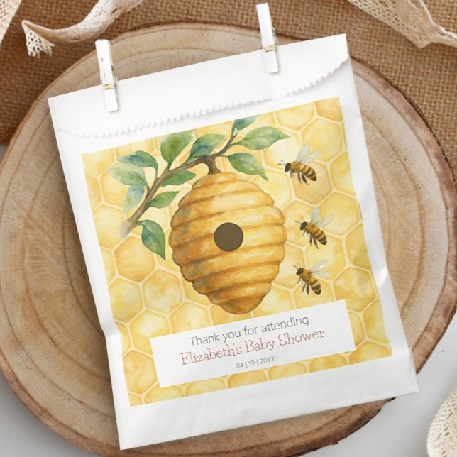 Sacolinha Honeybee Hive Chá de fraldas (Honeybee Hive Baby Shower Favor Bag)