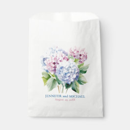Sacolinha Hortênsias Rosa e Azul Empoeirado Casamento
