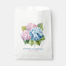 Sacolinha Hortênsias Rosa e Azul Empoeirado Casamento