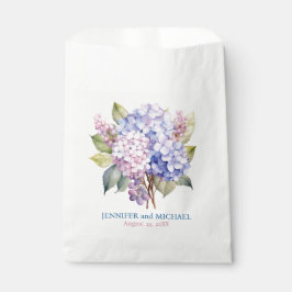 Sacolinha Hortênsias Rosa e Azul Empoeirado Casamento