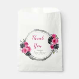 Sacolinha Hot Pink and Silver Elegant Flowers Sweet Sixteen