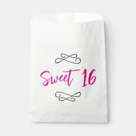 Sacolinha Hot Pink Chic Doodle Moderno Script Sweet 16