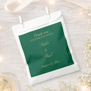 Sacolinha Hunter Green Ouro Beige Wedding Favor Bolsas