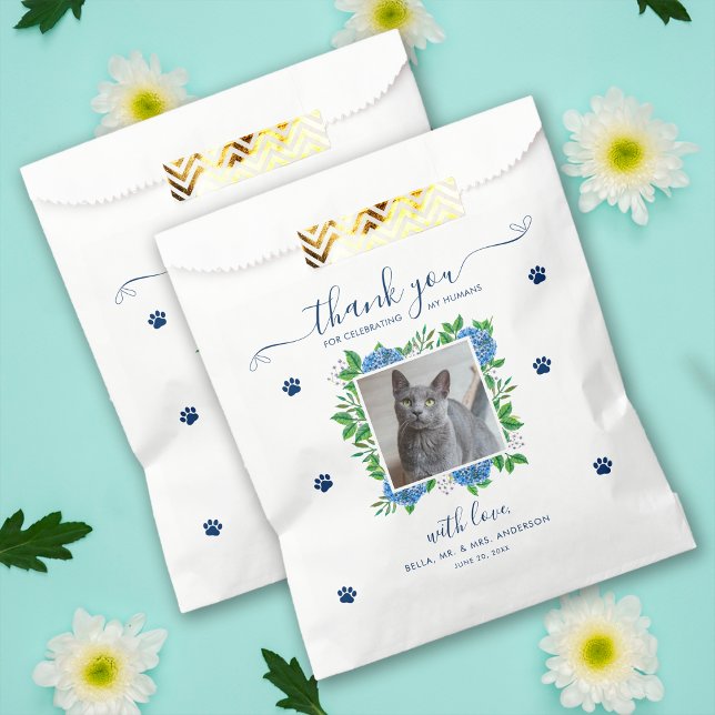 Sacolinha Hydrangea 1 Foto Personalizada Pet Cat Treat Casam (Criador carregado)