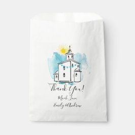Sacolinha Igreja de Aquarela com Cruz Steple Obrigado