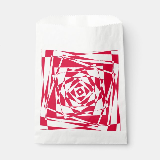 Sacolinha Ilusões de abstrato vermelho-branco (Frente)
