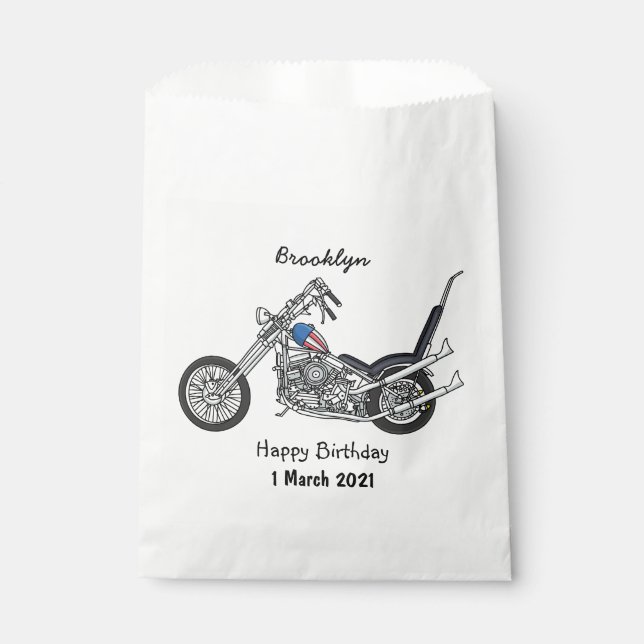 Sacolinha Ilustração de desenho animado Chopper Motorcycle 1 (Frente)