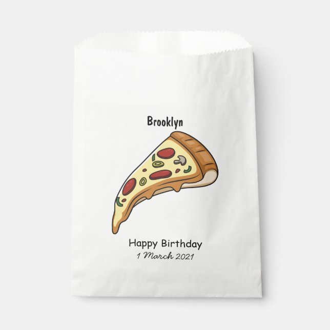 Sacolinha Ilustração de desenho animado de pizza (Frente)